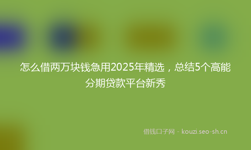 怎么借两万块钱急用2025年精选，总结5个高能分期贷款平台新秀