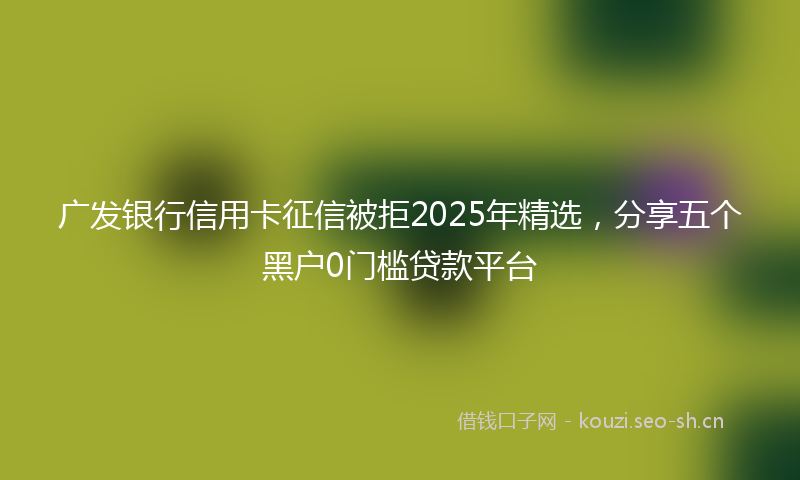 广发银行信用卡征信被拒2025年精选，分享五个黑户0门槛贷款平台