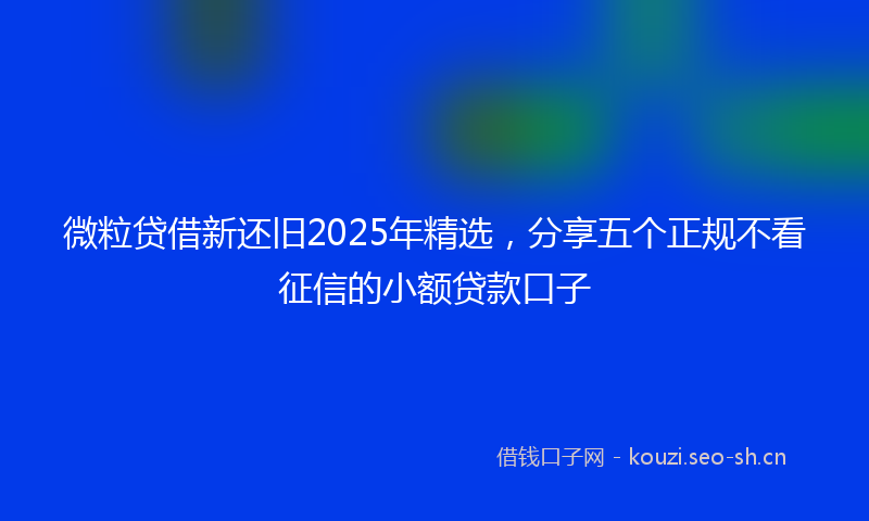 微粒贷借新还旧2025年精选，分享五个正规不看征信的小额贷款口子