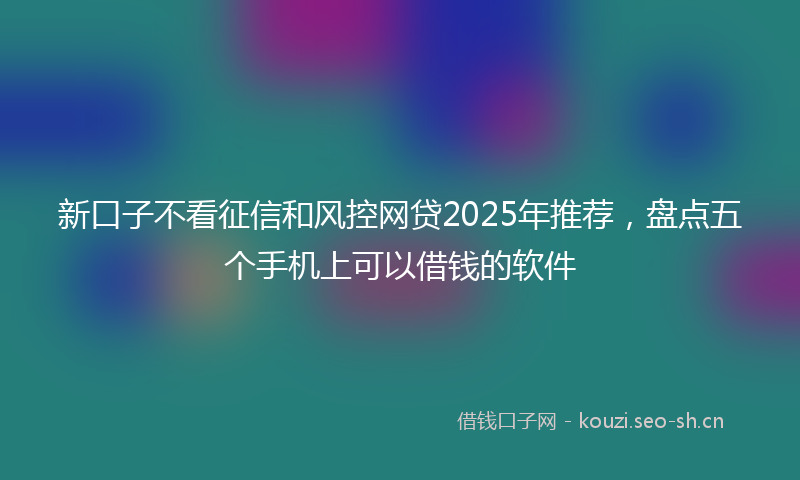新口子不看征信和风控网贷2025年推荐，盘点五个手机上可以借钱的软件