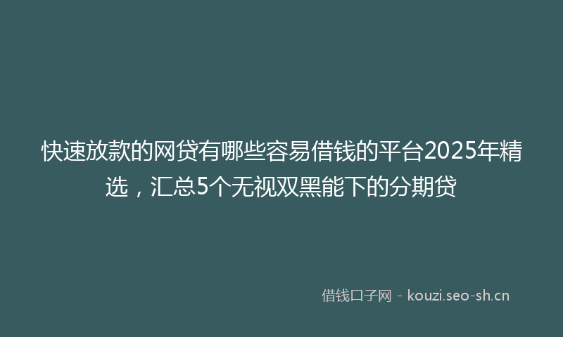 快速放款的网贷有哪些容易借钱的平台2025年精选，汇总5个无视双黑能下的分期贷