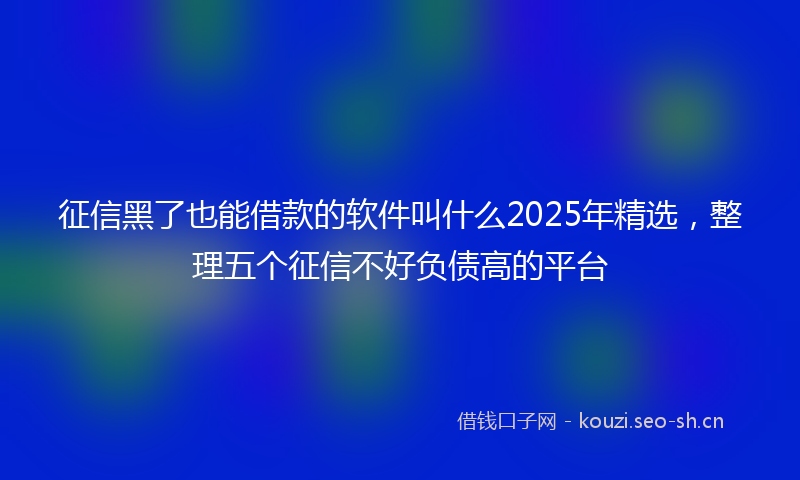 征信黑了也能借款的软件叫什么2025年精选，整理五个征信不好负债高的平台