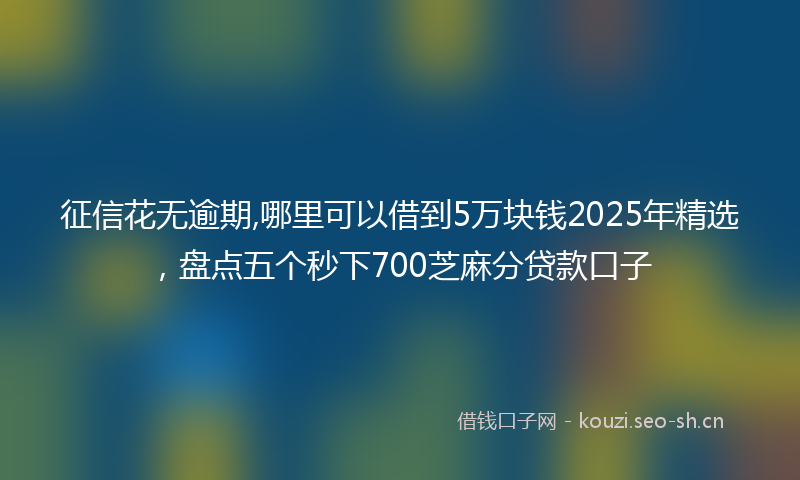 征信花无逾期,哪里可以借到5万块钱2025年精选，盘点五个秒下700芝麻分贷款口子