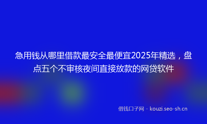 急用钱从哪里借款最安全最便宜2025年精选，盘点五个不审核夜间直接放款的网贷软件