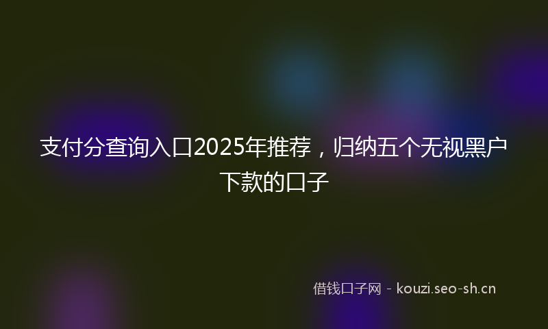 支付分查询入口2025年推荐，归纳五个无视黑户下款的口子
