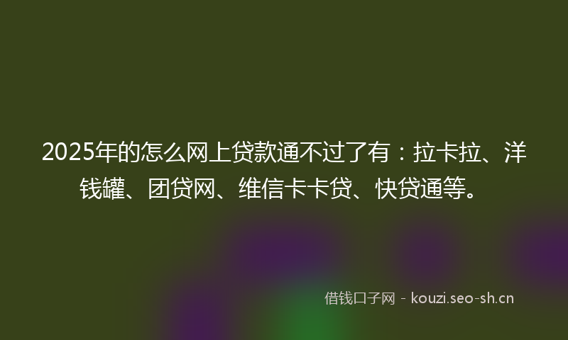 2025年的怎么网上贷款通不过了有：拉卡拉、洋钱罐、团贷网、维信卡卡贷、快贷通等。