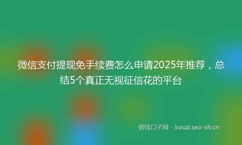 微信支付提现免手续费怎么申请2025年推荐，总结5个真正无视征信花的平台