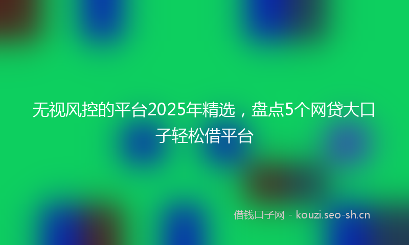 无视风控的平台2025年精选，盘点5个网贷大口子轻松借平台