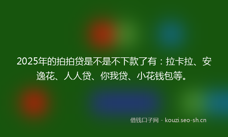 2025年的拍拍贷是不是不下款了有:拉卡拉、安逸花、人人贷、你我贷、小花钱包等。