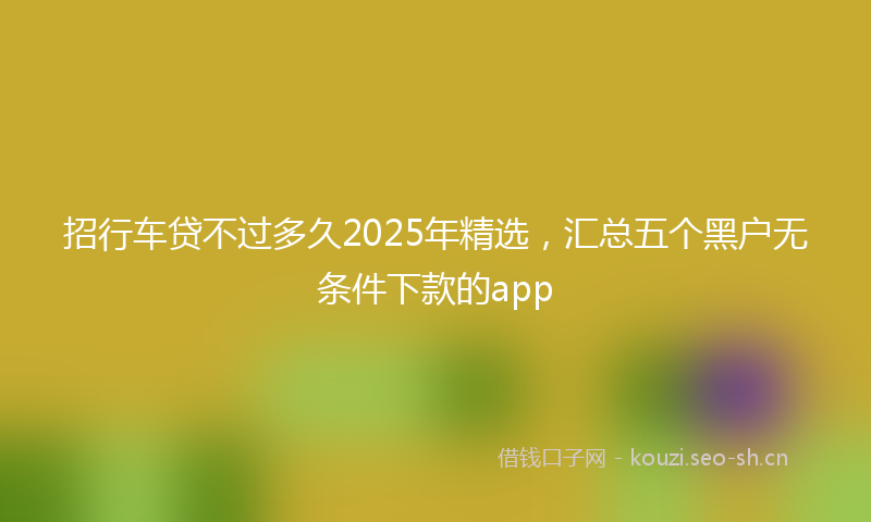 招行车贷不过多久2025年精选，汇总五个黑户无条件下款的app