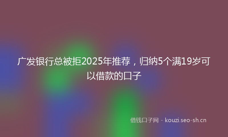 广发银行总被拒2025年推荐，归纳5个满19岁可以借款的口子