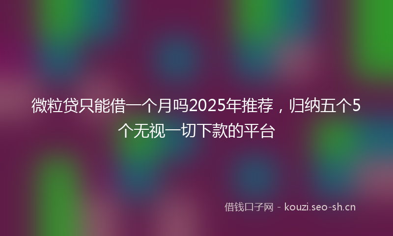 微粒贷只能借一个月吗2025年推荐，归纳五个5个无视一切下款的平台