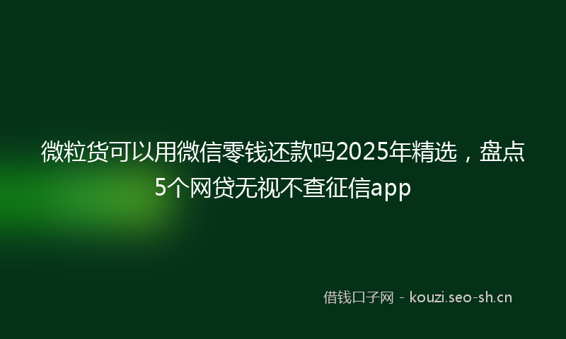 微粒货可以用微信零钱还款吗2025年精选，盘点5个网贷无视不查征信app