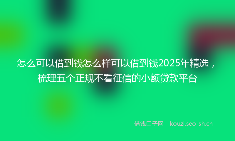 怎么可以借到钱怎么样可以借到钱2025年精选,梳理五个正规不看征信的小额贷款平台