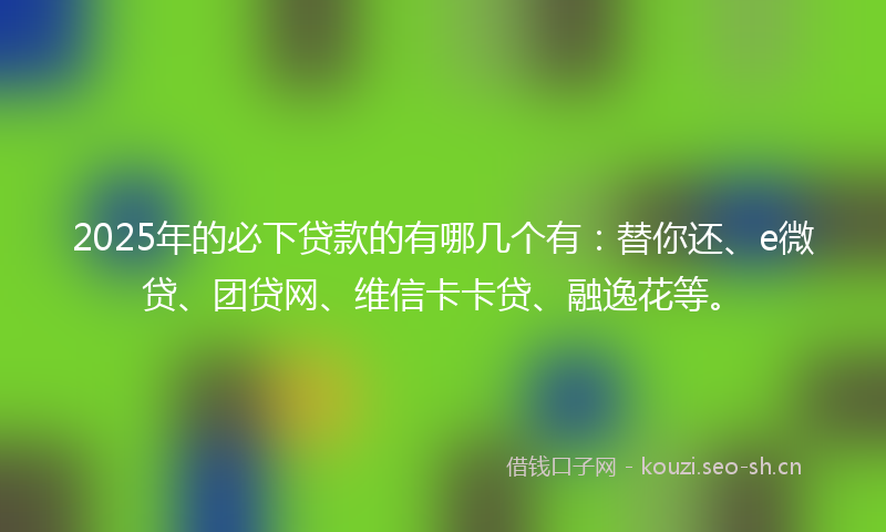 2025年的必下贷款的有哪几个有：替你还、e微贷、团贷网、维信卡卡贷、融逸花等。