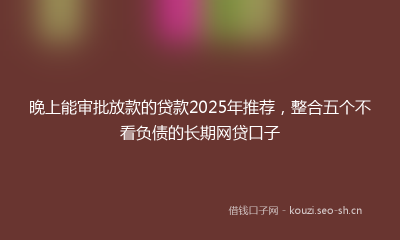 晚上能审批放款的贷款2025年推荐,整合五个不看负债的长期网贷口子