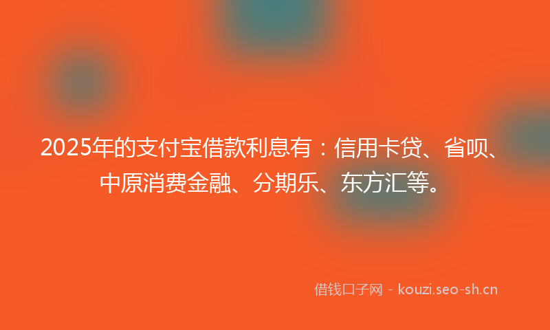 2025年的支付宝借款利息有:信用卡贷、省呗、中原消费金融、分期乐、东方汇等。