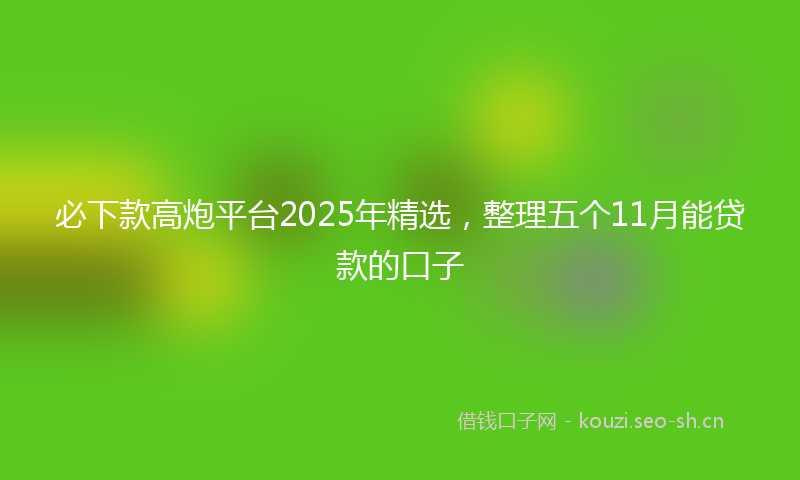 必下款高炮平台2025年精选，整理五个11月能贷款的口子