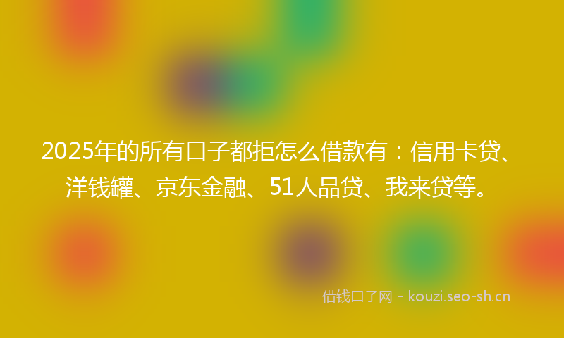 2025年的所有口子都拒怎么借款有：信用卡贷、洋钱罐、京东金融、51人品贷、我来贷等。