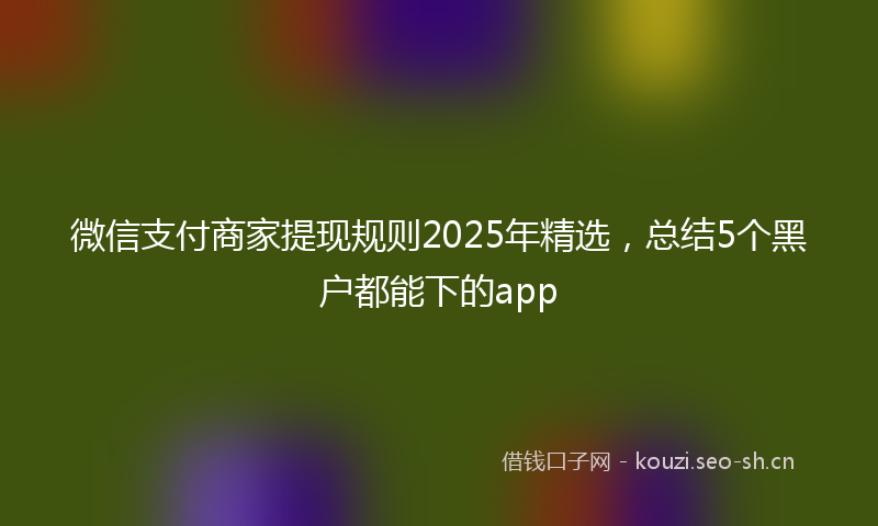 微信支付商家提现规则2025年精选，总结5个黑户都能下的app