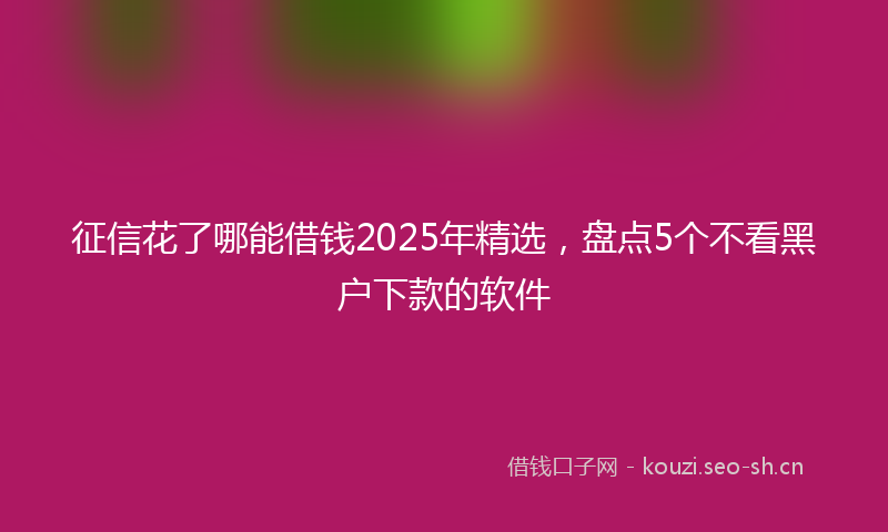 征信花了哪能借钱2025年精选，盘点5个不看黑户下款的软件