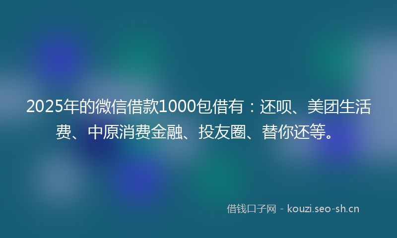 2025年的微信借款1000包借有：还呗、美团生活费、中原消费金融、投友圈、替你还等。