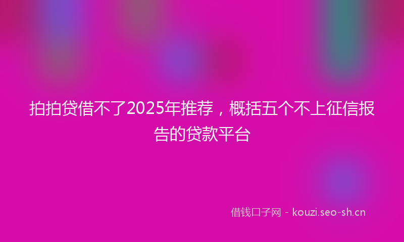 拍拍贷借不了2025年推荐,概括五个不上征信报告的贷款平台