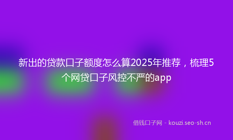 新出的贷款口子额度怎么算2025年推荐，梳理5个网贷口子风控不严的app