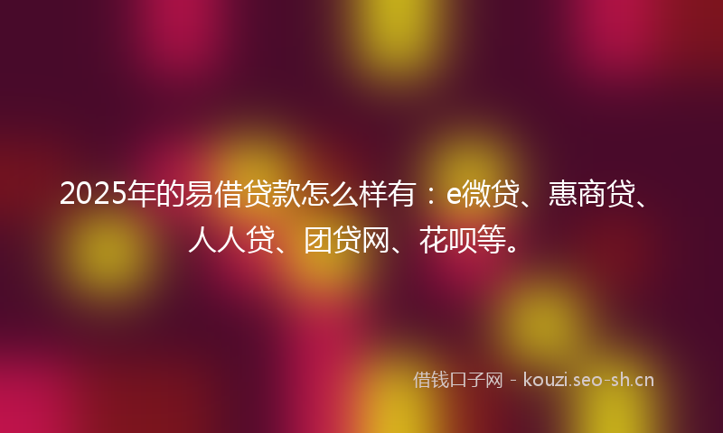 2025年的易借贷款怎么样有：e微贷、惠商贷、人人贷、团贷网、花呗等。