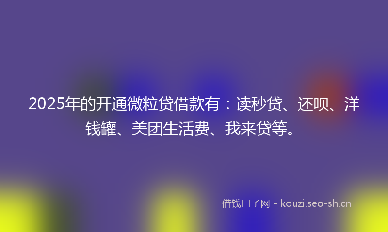 2025年的开通微粒贷借款有：读秒贷、还呗、洋钱罐、美团生活费、我来贷等。