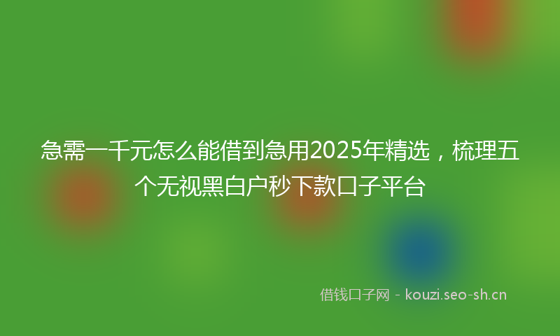 急需一千元怎么能借到急用2025年精选，梳理五个无视黑白户秒下款口子平台