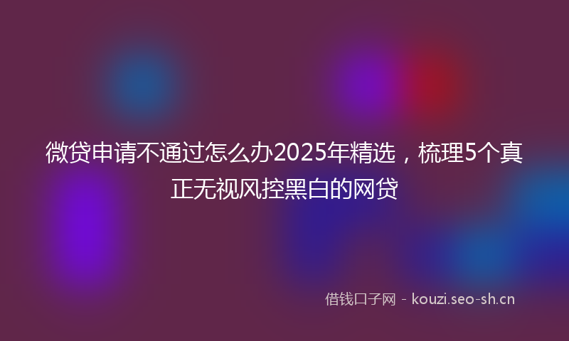 微贷申请不通过怎么办2025年精选，梳理5个真正无视风控黑白的网贷