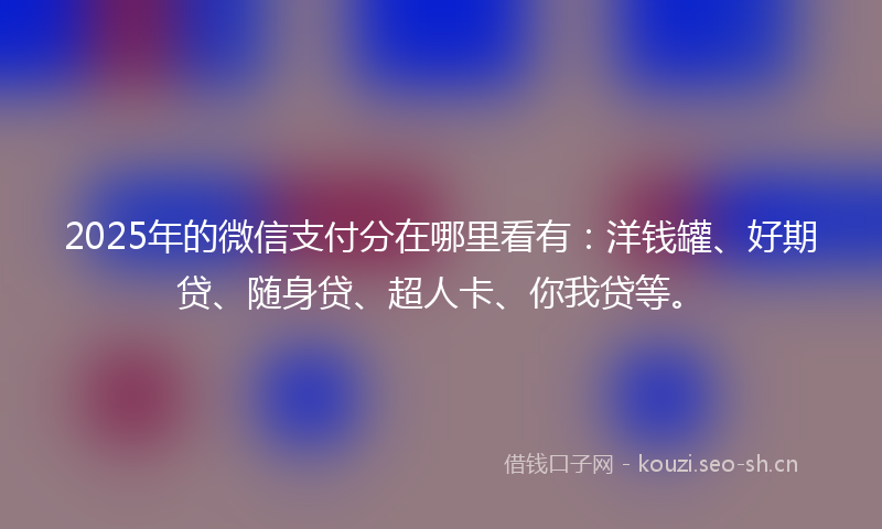 2025年的微信支付分在哪里看有：洋钱罐、好期贷、随身贷、超人卡、你我贷等。