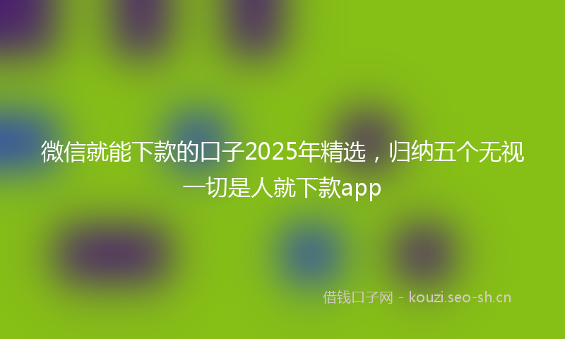 微信就能下款的口子2025年精选，归纳五个无视一切是人就下款app