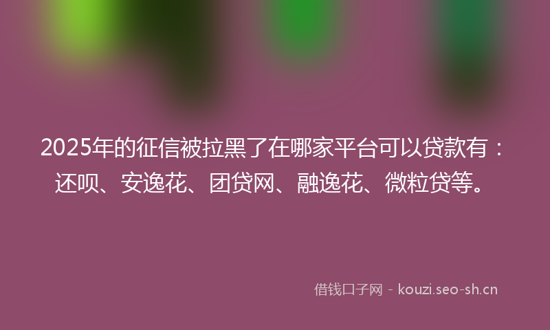 2025年的征信被拉黑了在哪家平台可以贷款有：还呗、安逸花、团贷网、融逸花、微粒贷等。