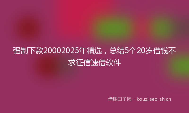 强制下款20002025年精选，总结5个20岁借钱不求征信速借软件