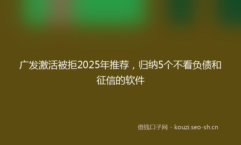 广发激活被拒2025年推荐，归纳5个不看负债和征信的软件