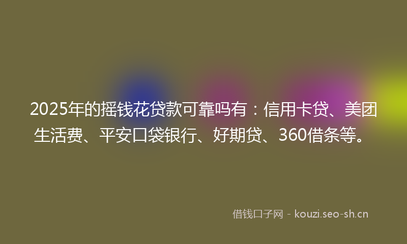 2025年的摇钱花贷款可靠吗有：信用卡贷、美团生活费、平安口袋银行、好期贷、360借条等。