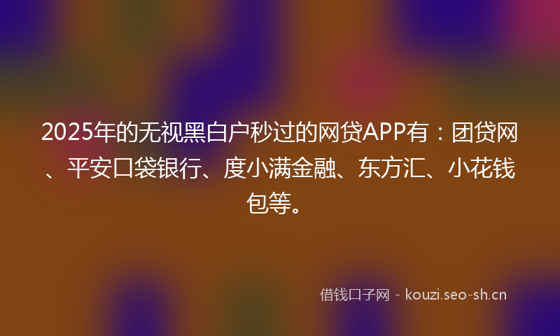 2025年的无视黑白户秒过的网贷APP有：团贷网、平安口袋银行、度小满金融、东方汇、小花钱包等。