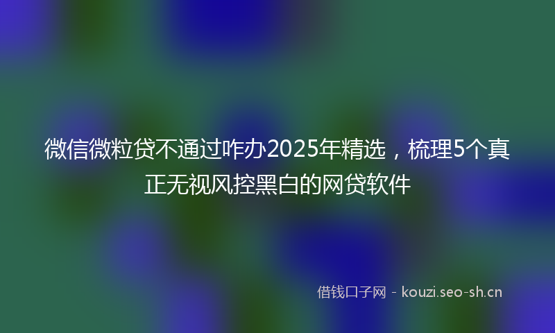 微信微粒贷不通过咋办2025年精选，梳理5个真正无视风控黑白的网贷软件