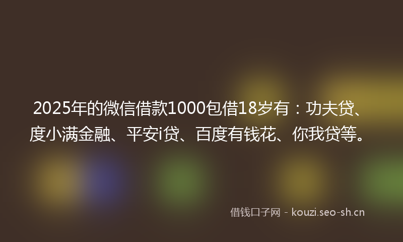 2025年的微信借款1000包借18岁有：功夫贷、度小满金融、平安i贷、百度有钱花、你我贷等。