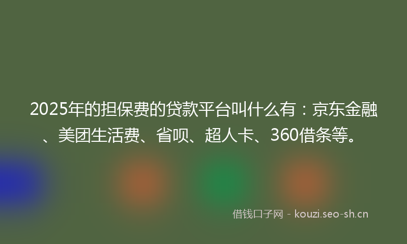 2025年的担保费的贷款平台叫什么有：京东金融、美团生活费、省呗、超人卡、360借条等。