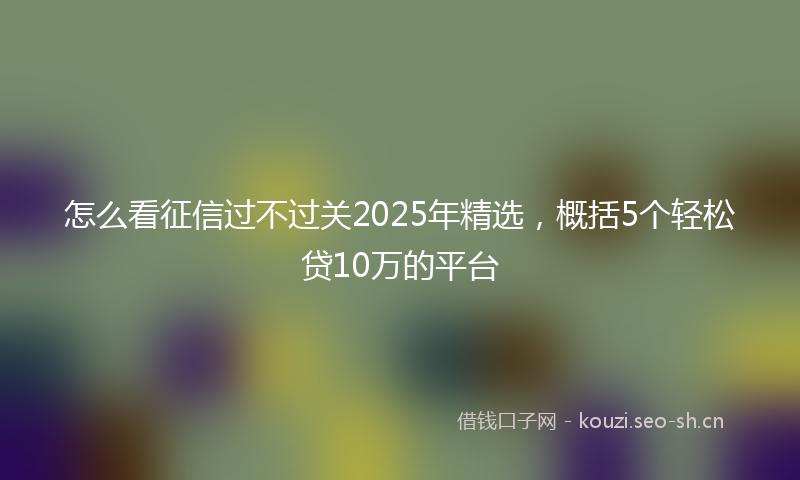 怎么看征信过不过关2025年精选，概括5个轻松贷10万的平台