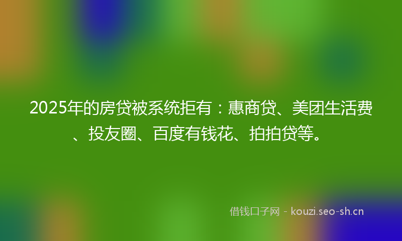 2025年的房贷被系统拒有：惠商贷、美团生活费、投友圈、百度有钱花、拍拍贷等。