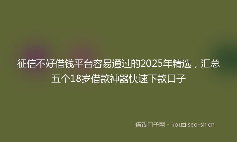 征信不好借钱平台容易通过的2025年精选，汇总五个18岁借款神器快速下款口子