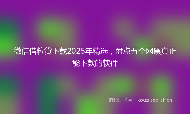微信借粒贷下载2025年精选，盘点五个网黑真正能下款的软件
