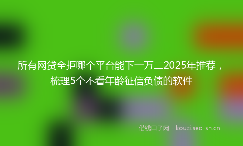 所有网贷全拒哪个平台能下一万二2025年推荐，梳理5个不看年龄征信负债的软件