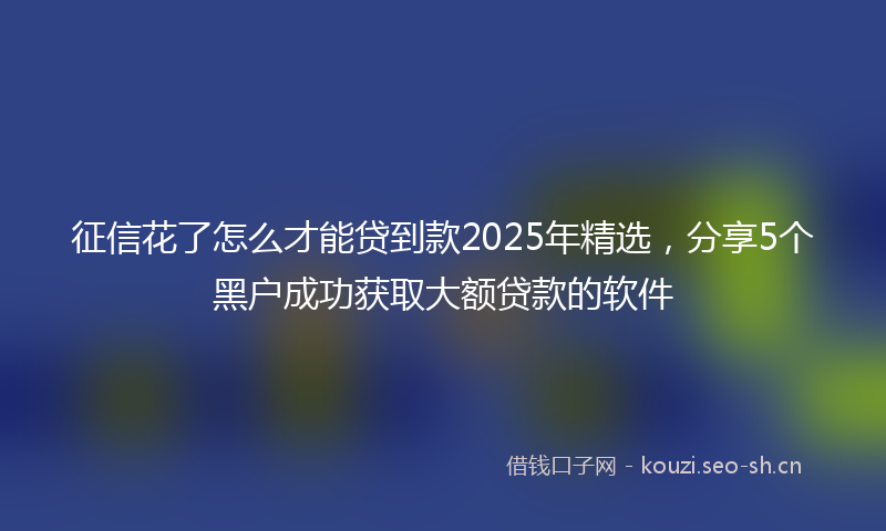 征信花了怎么才能贷到款2025年精选，分享5个黑户成功获取大额贷款的软件