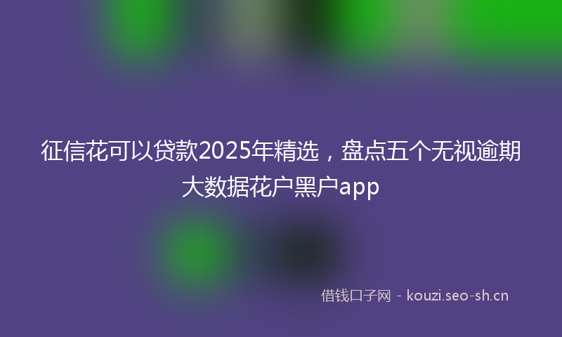 征信花可以贷款2025年精选，盘点五个无视逾期大数据花户黑户app
