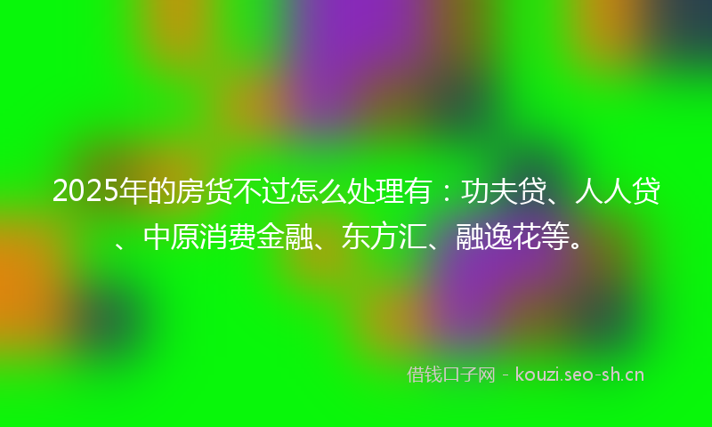 2025年的房货不过怎么处理有：功夫贷、人人贷、中原消费金融、东方汇、融逸花等。
